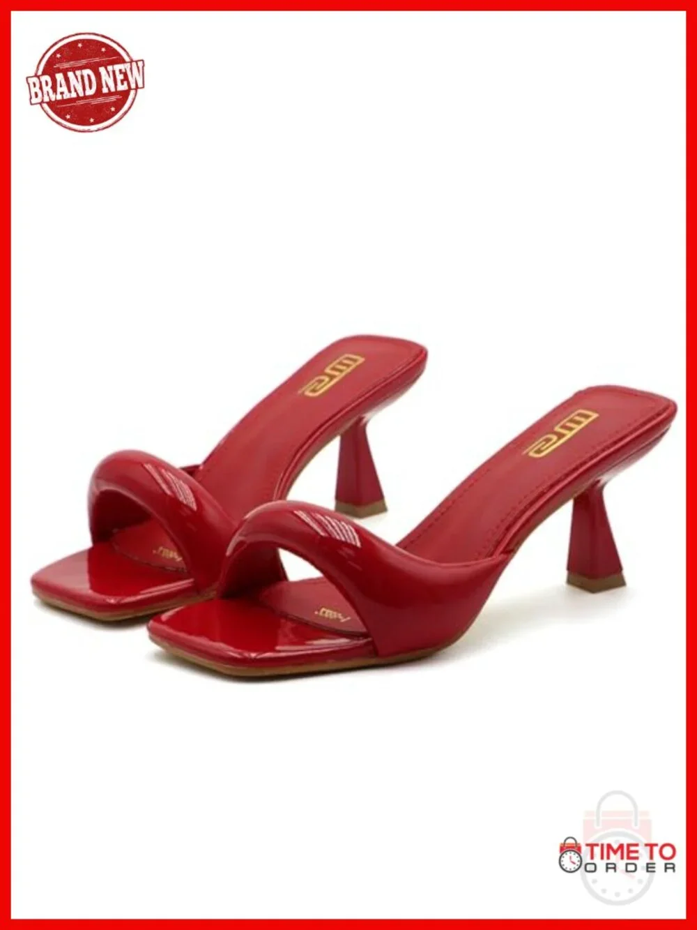Leather Square Open Toe Kitten Heel Slide Sandals Party Evening Dress Shoes